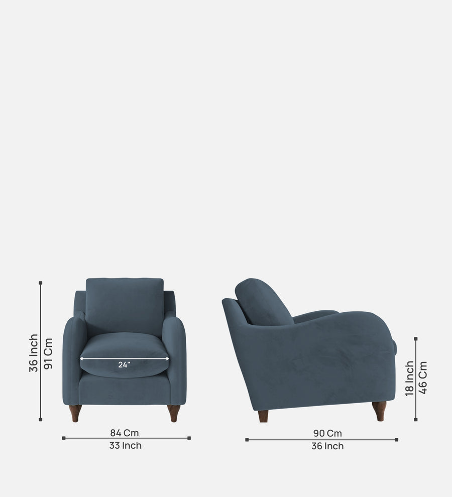Sally Velvet 1 Seater Sofa In Oxford Blue Colour - Febonic Living