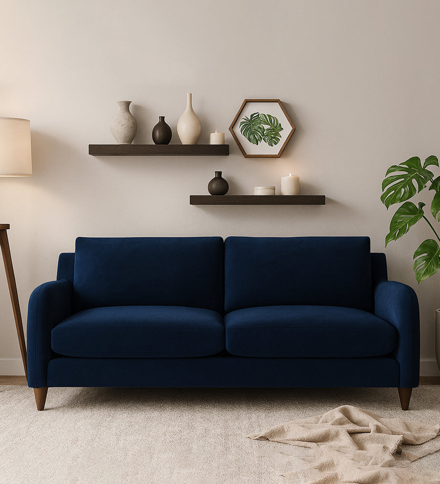 Sally  2 Seater Velvet Sofa - Imperial Blue by Febonic Living