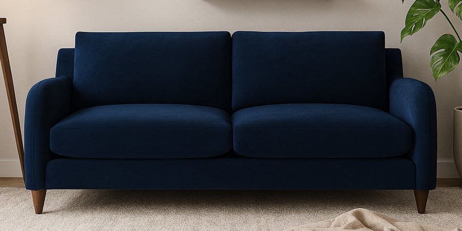 Sally Velvet 2 Seater Sofa In Imperial Blue Colour - Febonic Living