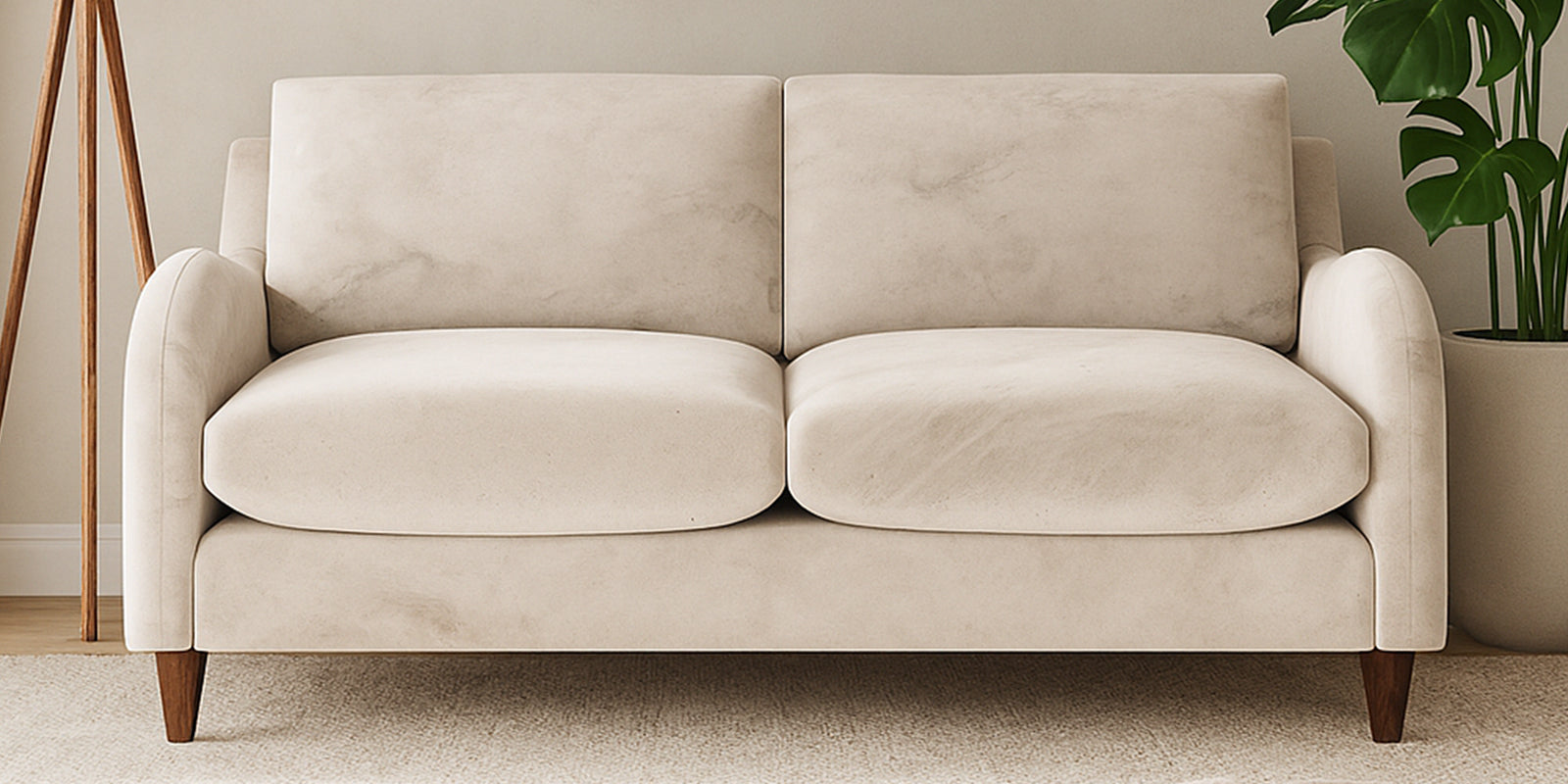 Sally Velvet 2 Seater Sofa In Camel Beige Colour