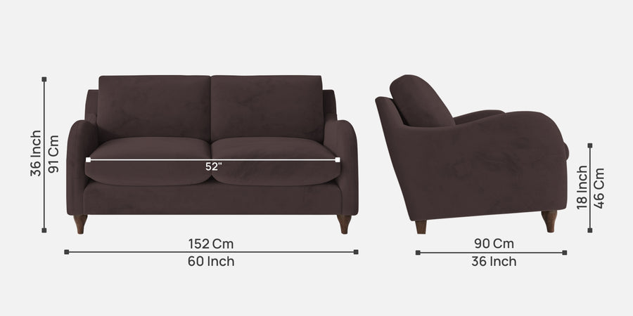 Sally Velvet 2 Seater Sofa In Mocha Brown Colour - Febonic Living