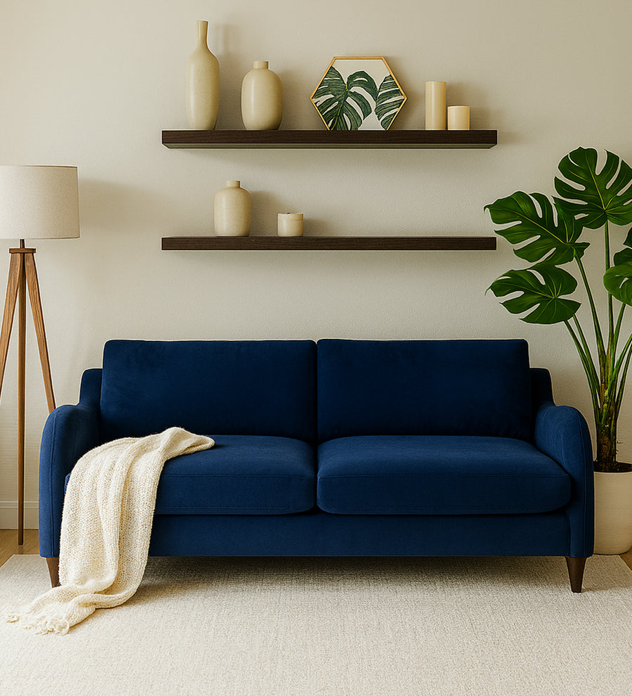 Sally 3 Seater Velvet Sofa - Imperial Blue by Febonic Living