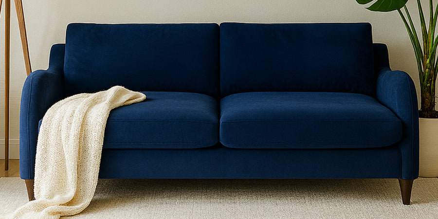 Sally Velvet 3 Seater Sofa In Imperial Blue Colour - Febonic Living