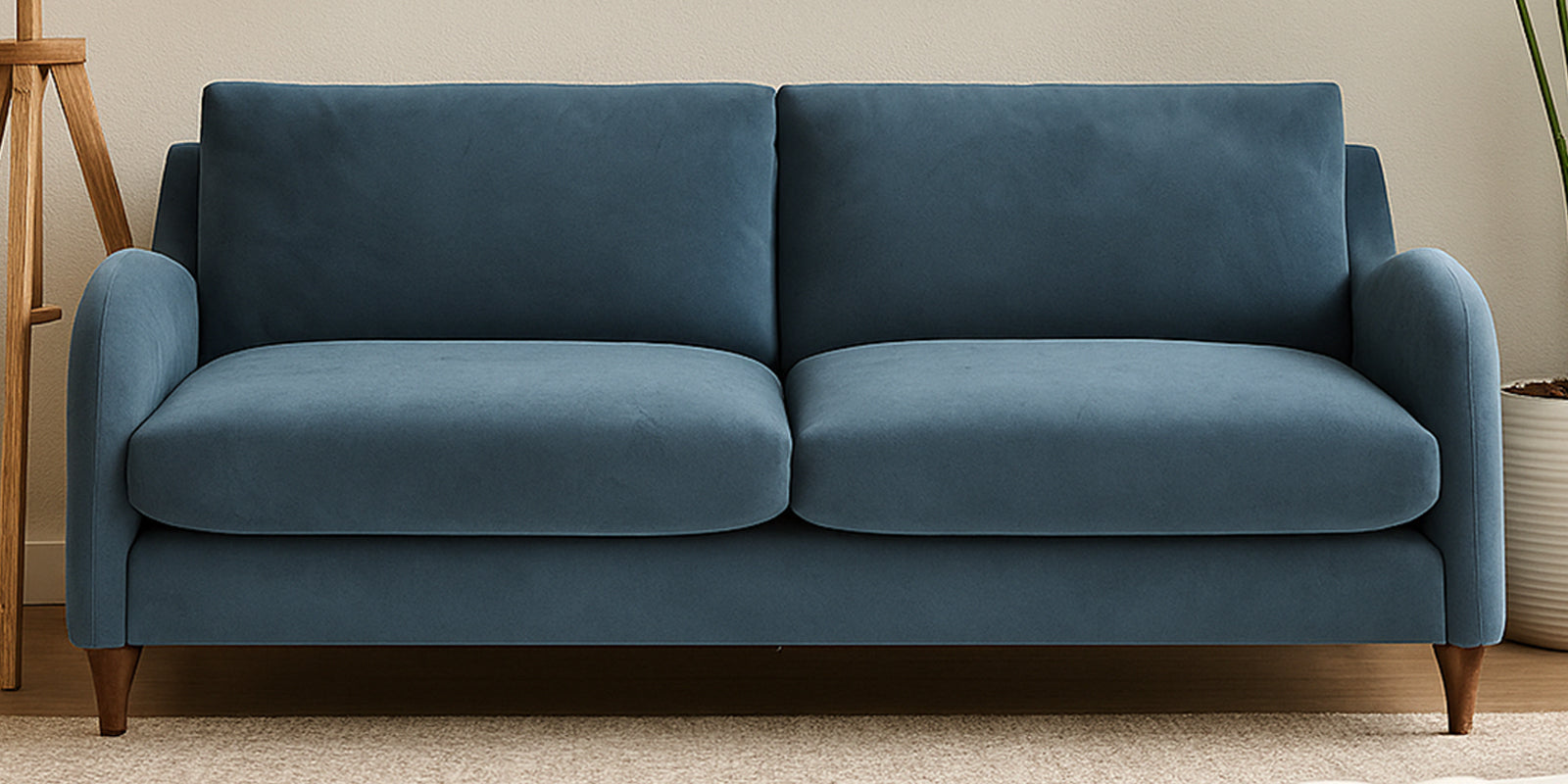 Sally Velvet 3 Seater Sofa In Oxford Blue Colour