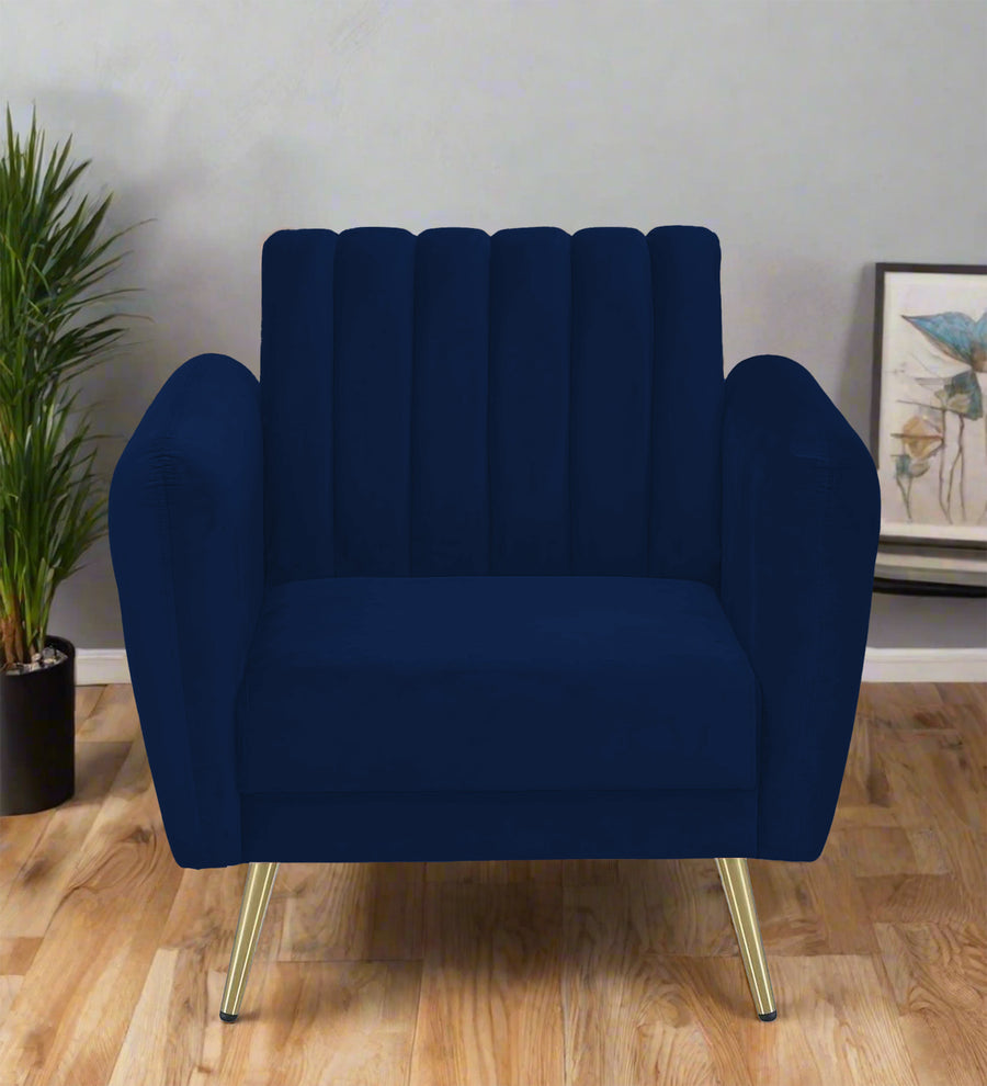 Fidel  1 Seater Velvet Sofa - Dark Blue by Febonic Living
