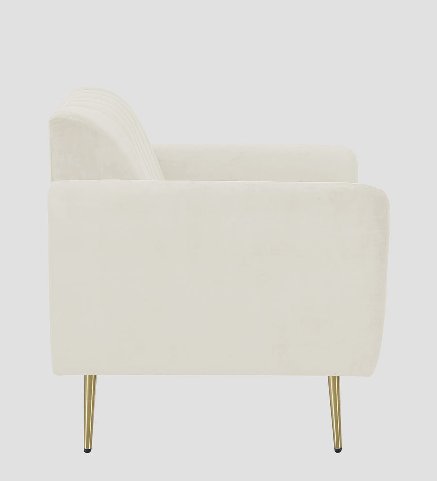 Fidel Velvet 1 Seater Sofa In Warm White Colour - Febonic Living