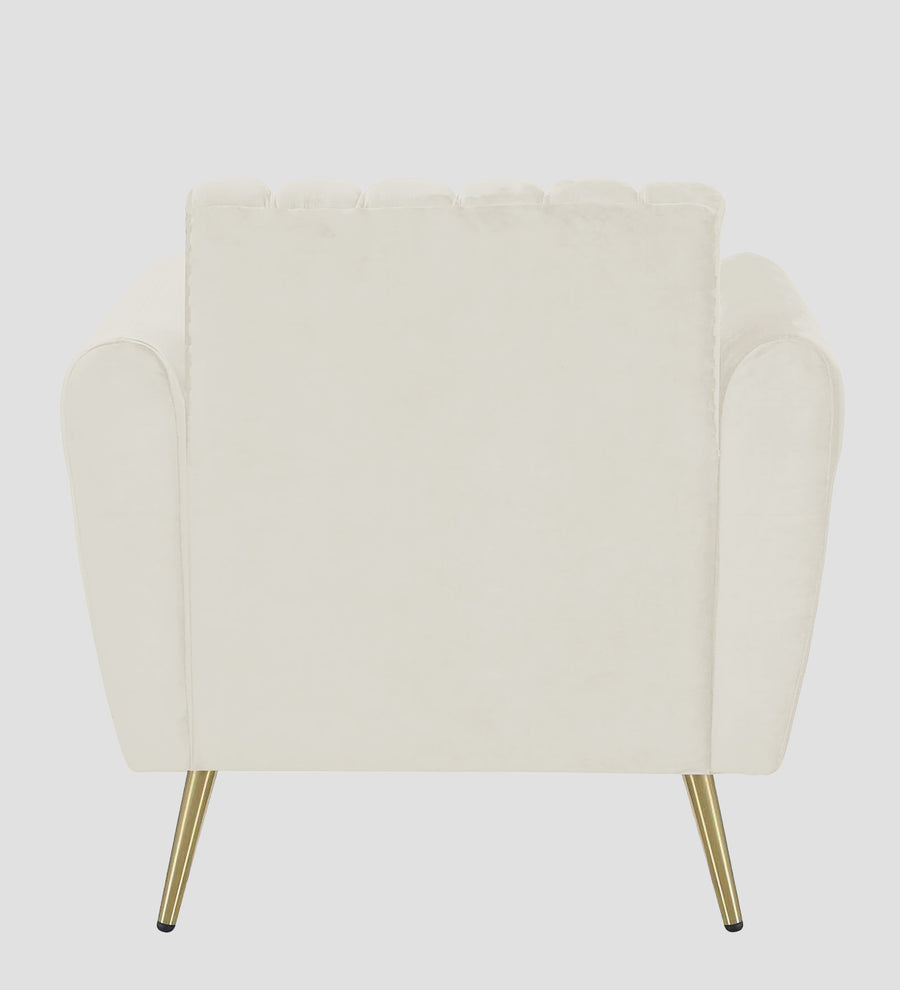 Fidel Velvet 1 Seater Sofa In Warm White Colour - Febonic Living