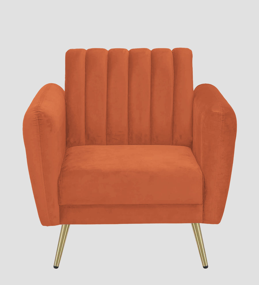 Fidel Velvet 1 Seater Sofa In Yam Orange Colour - Febonic Living