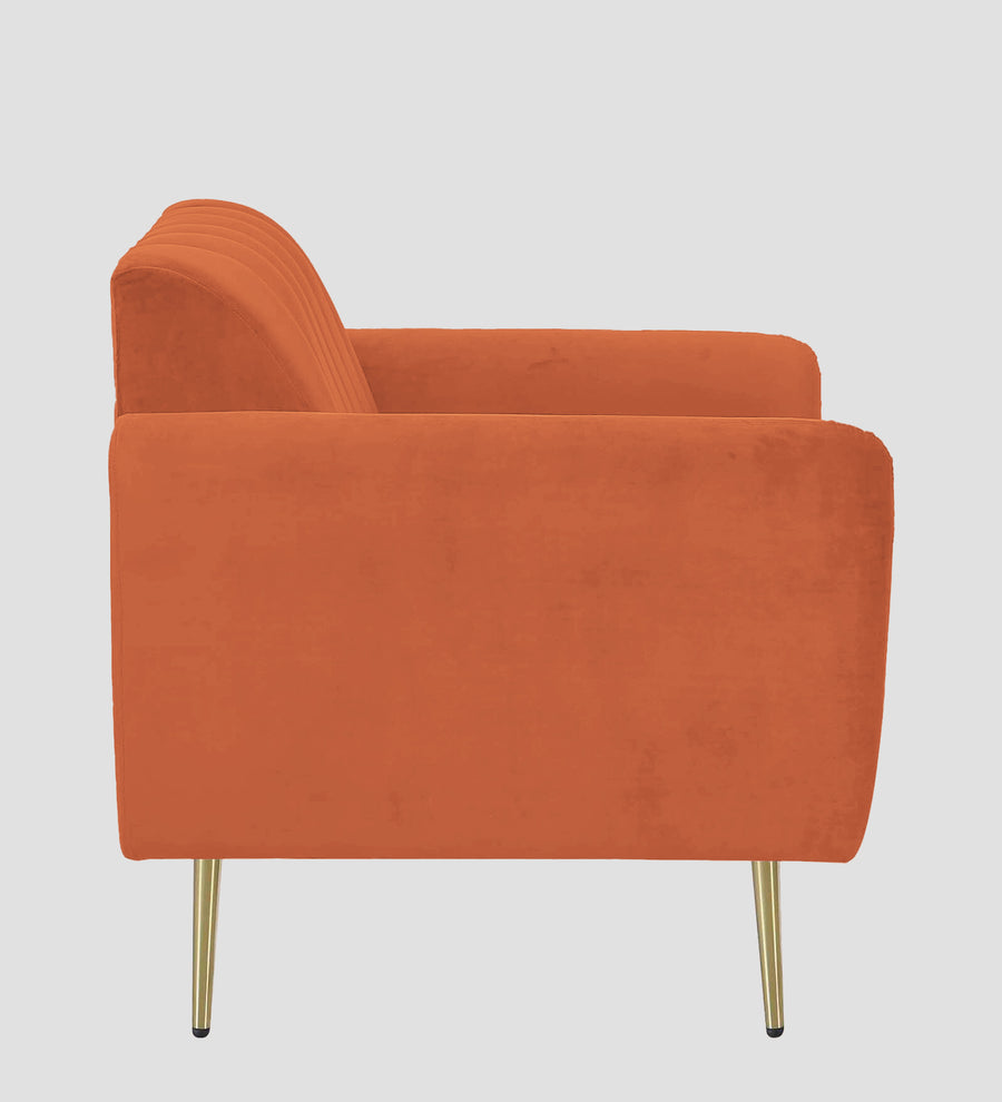 Fidel Velvet 1 Seater Sofa In Yam Orange Colour - Febonic Living