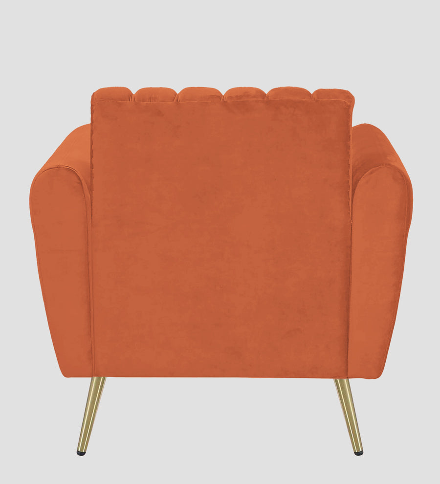 Fidel Velvet 1 Seater Sofa In Yam Orange Colour - Febonic Living