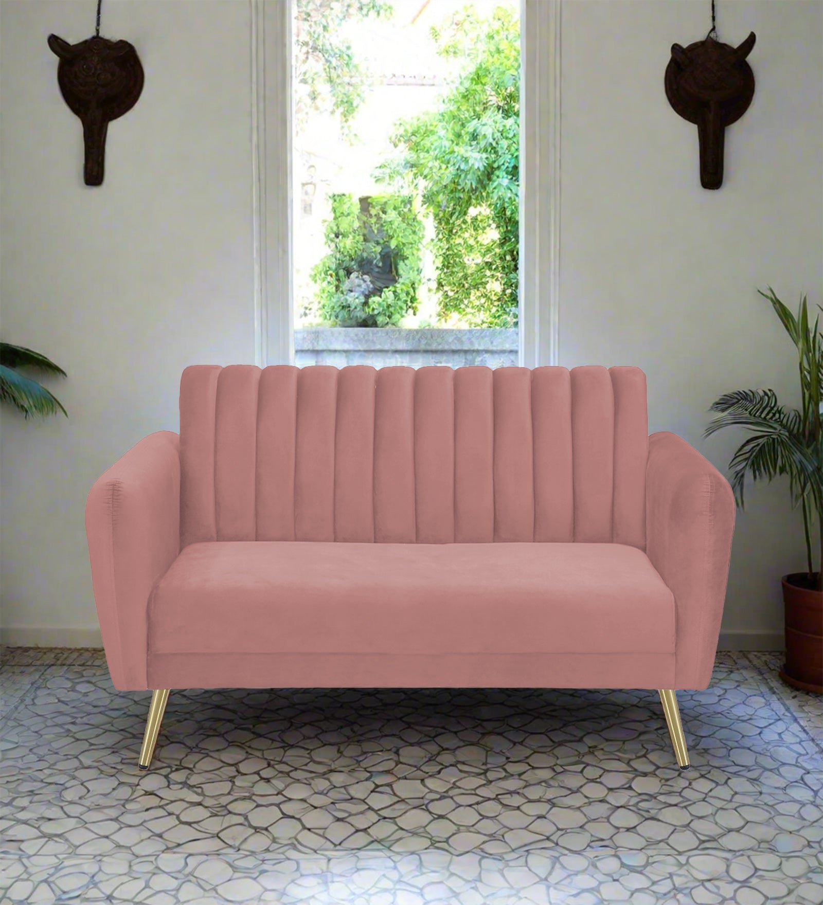 Fidel Velvet 2 Seater Sofa In Blush Pink Colour - Febonic Living
