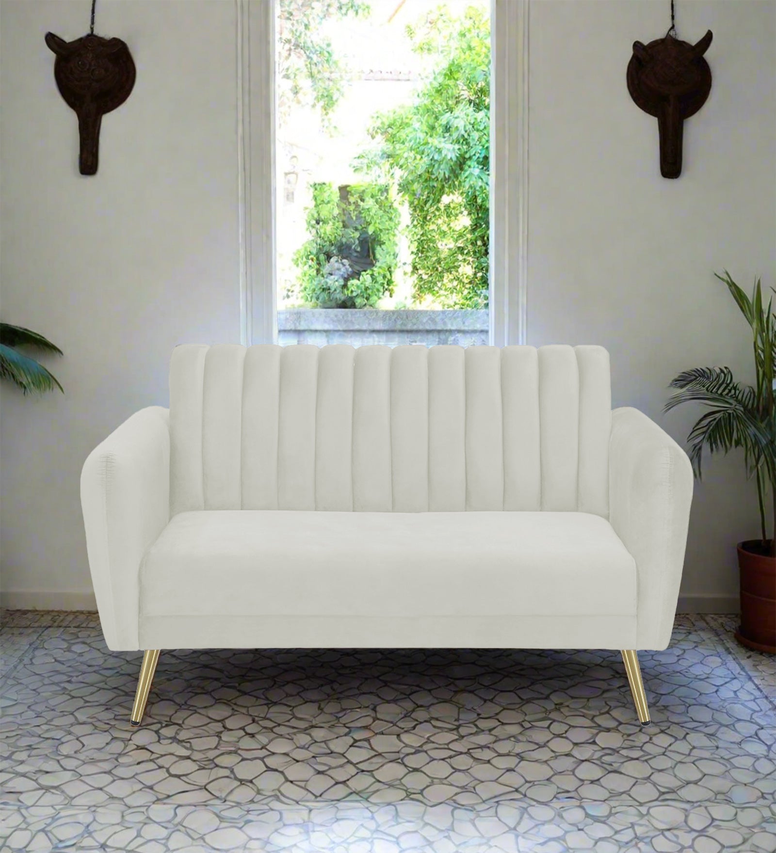 Fidel Velvet 2 Seater Sofa In Bone Grey Colour - Febonic Living