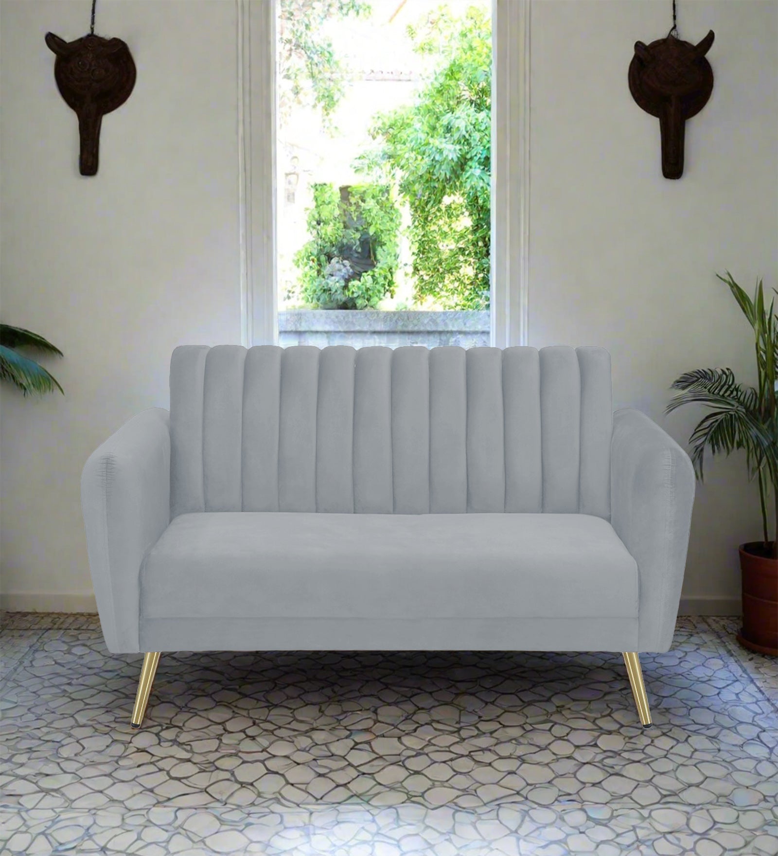 Fidel Velvet 2 Seater Sofa In Concrete Grey Colour - Febonic Living