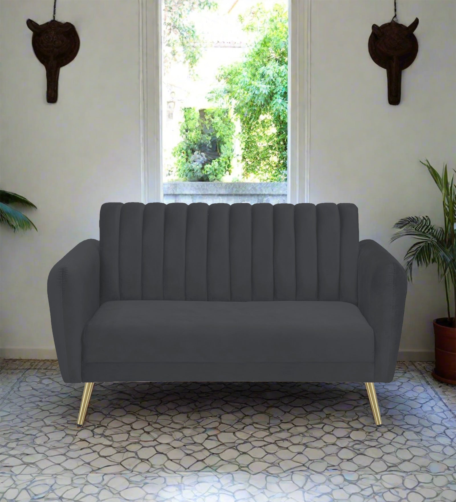 Fidel Velvet 2 Seater Sofa In Davy Grey Colour - Febonic Living