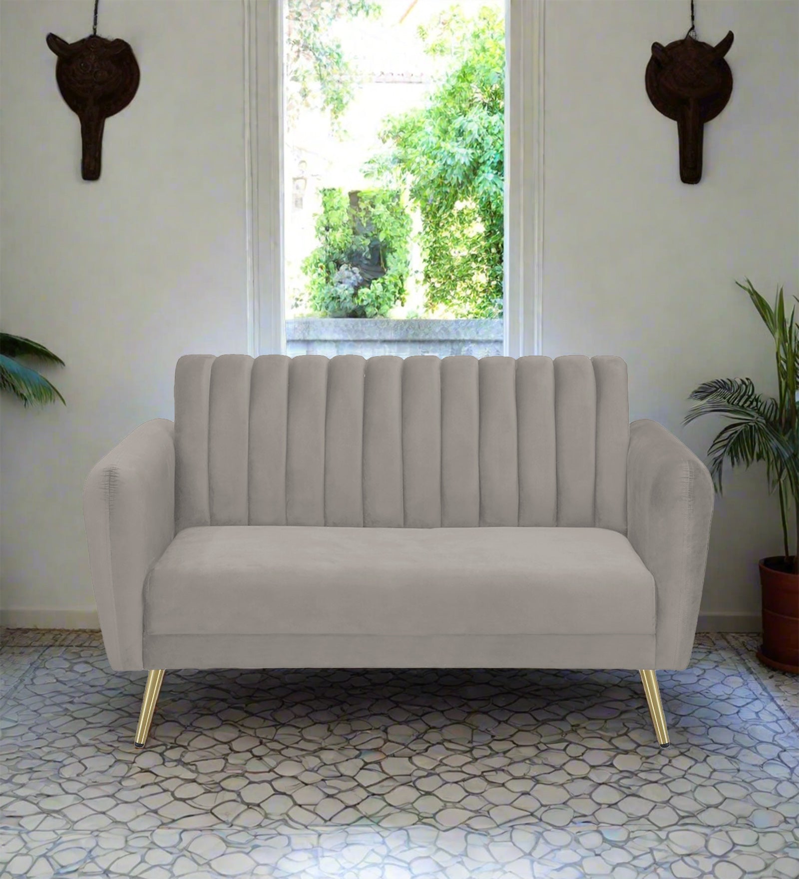 Fidel Velvet 2 Seater Sofa In Echo Grey Colour - Febonic Living