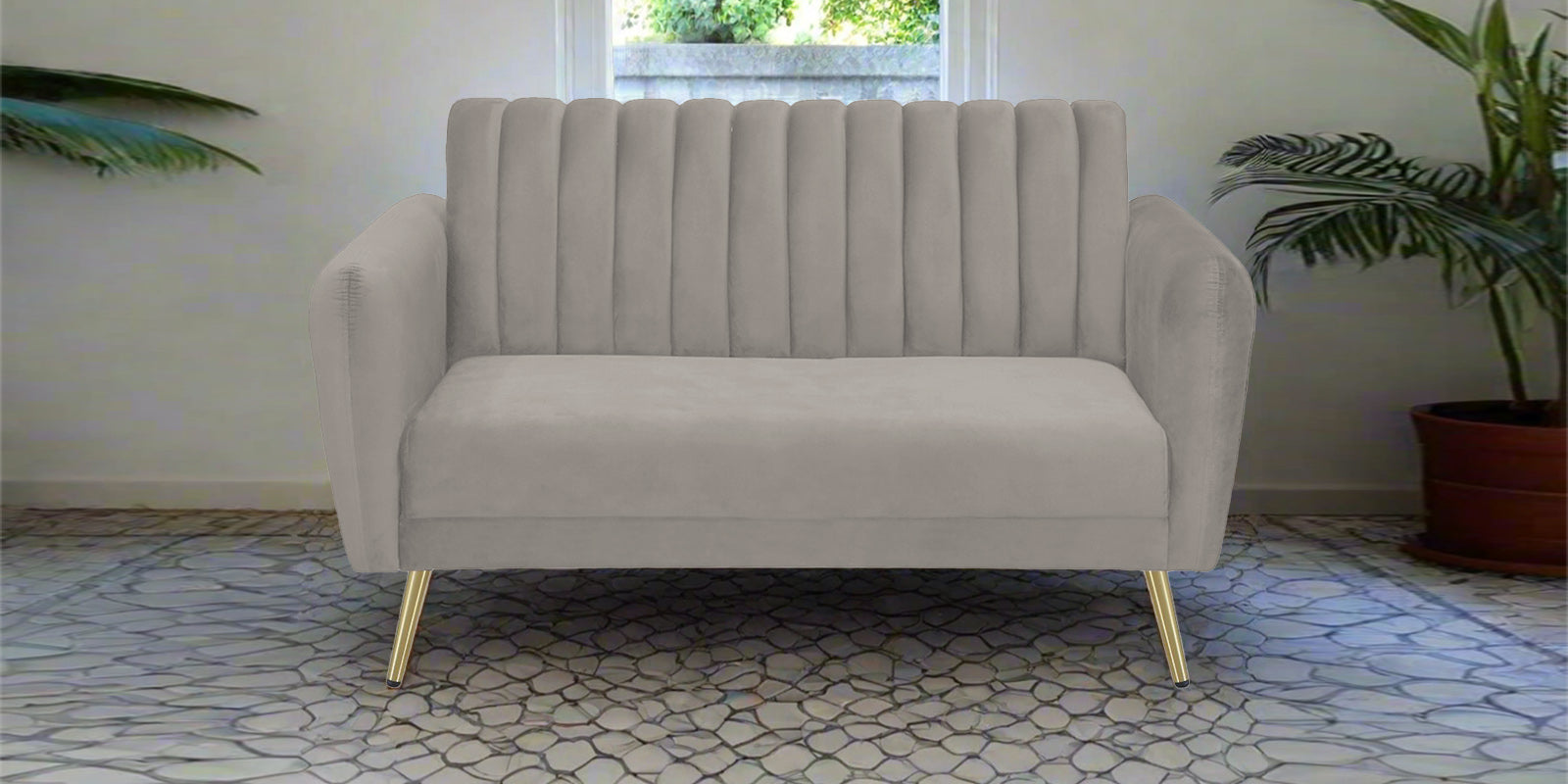 Fidel Velvet 2 Seater Sofa In Echo Grey Colour - Febonic Living
