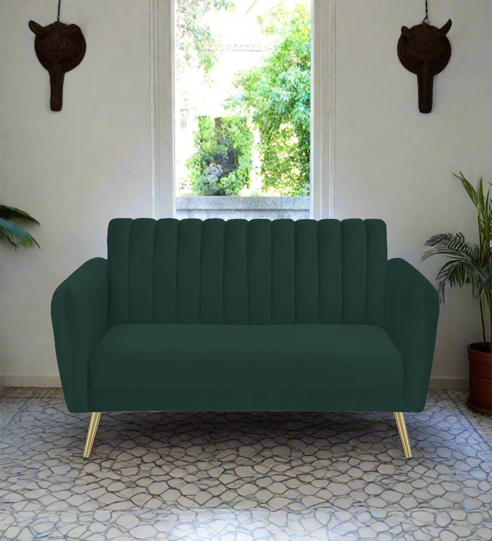 Fidel Velvet 2 Seater Sofa In Forest Green Colour - Febonic Living