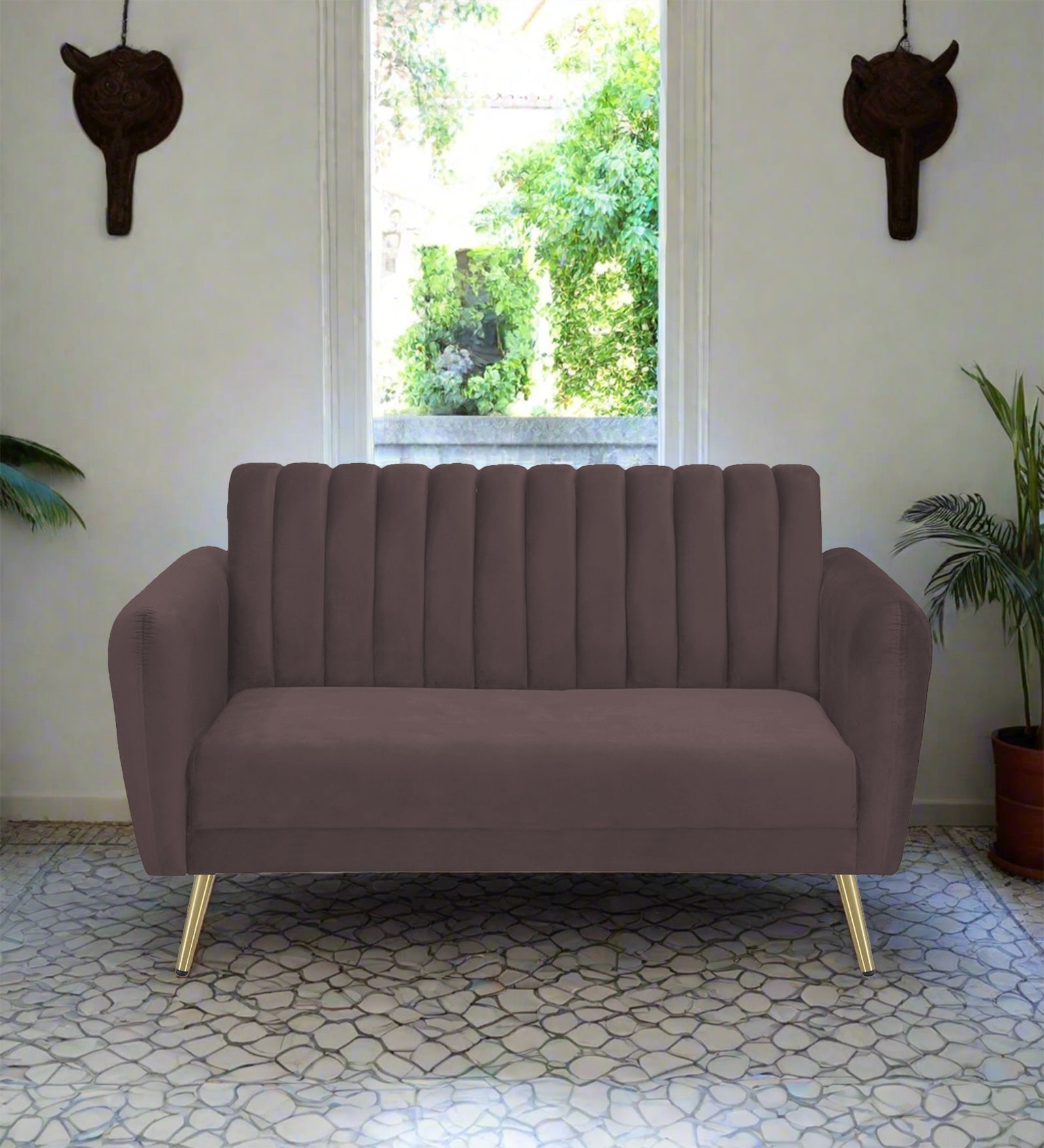 Fidel Velvet 2 Seater Sofa In Mocha Brown Colour - Febonic Living