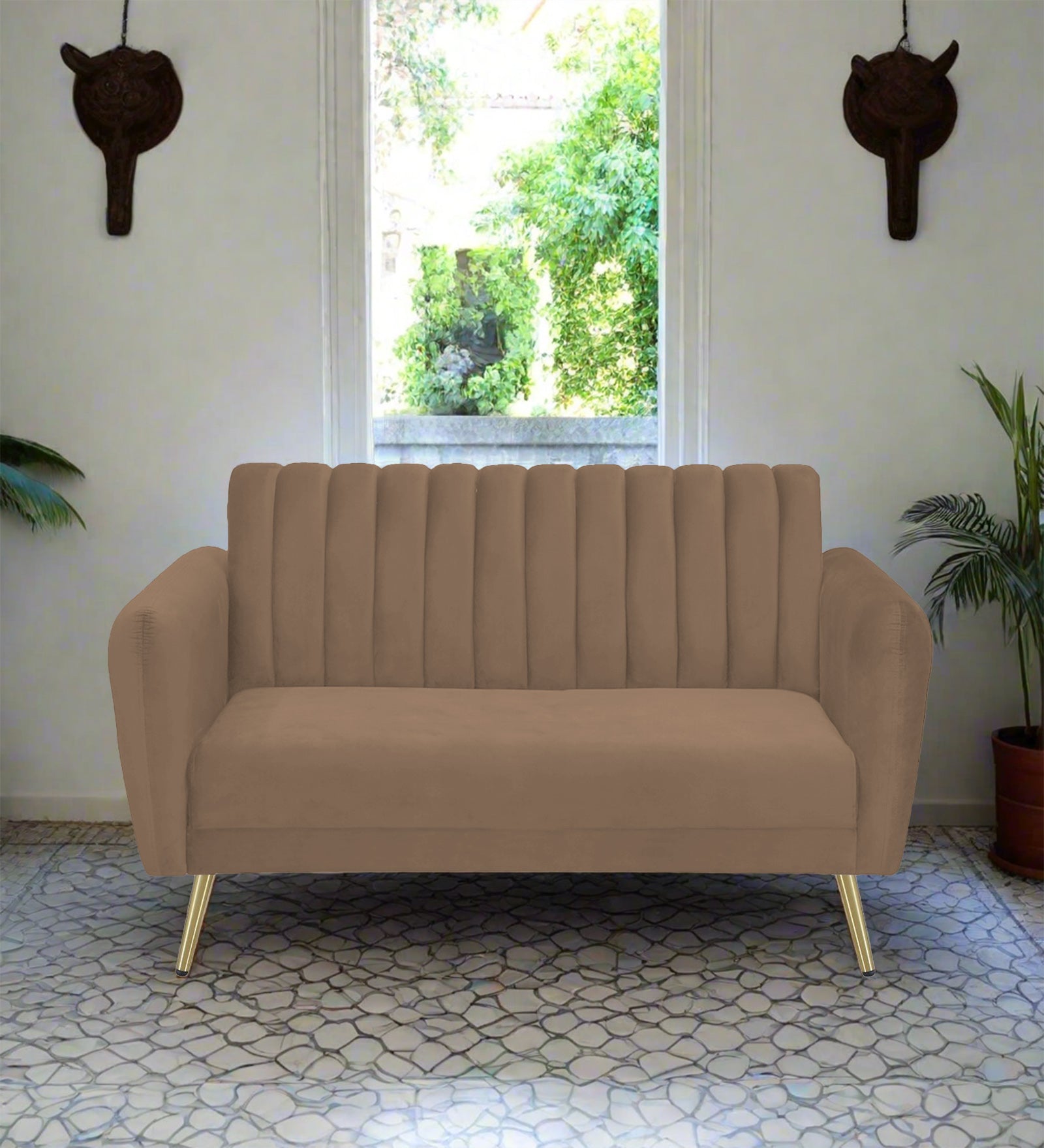 Fidel Velvet 2 Seater Sofa In Mocha Mouse Colour - Febonic Living