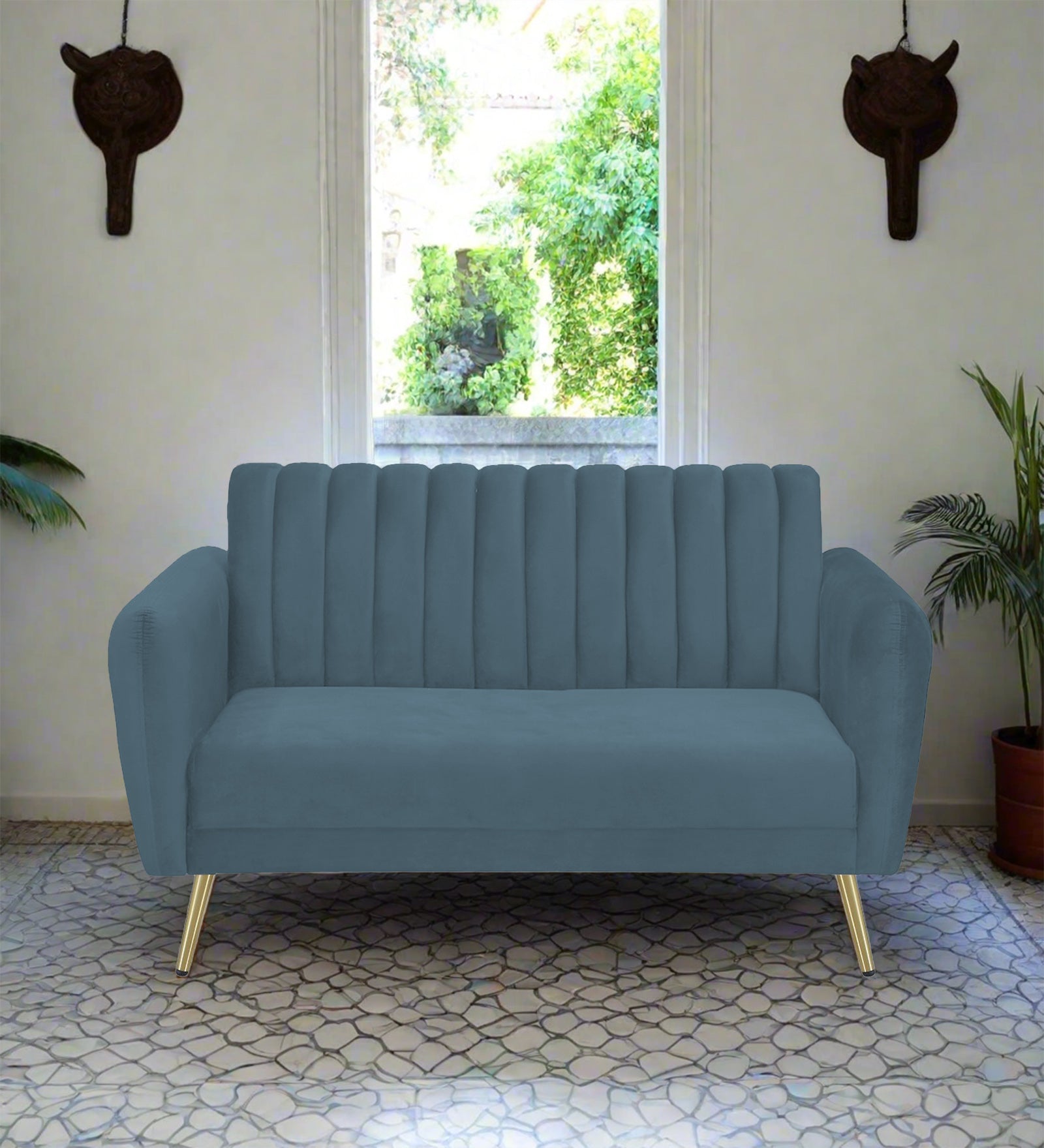Fidel Velvet 2 Seater Sofa In Oxford Blue Colour - Febonic Living