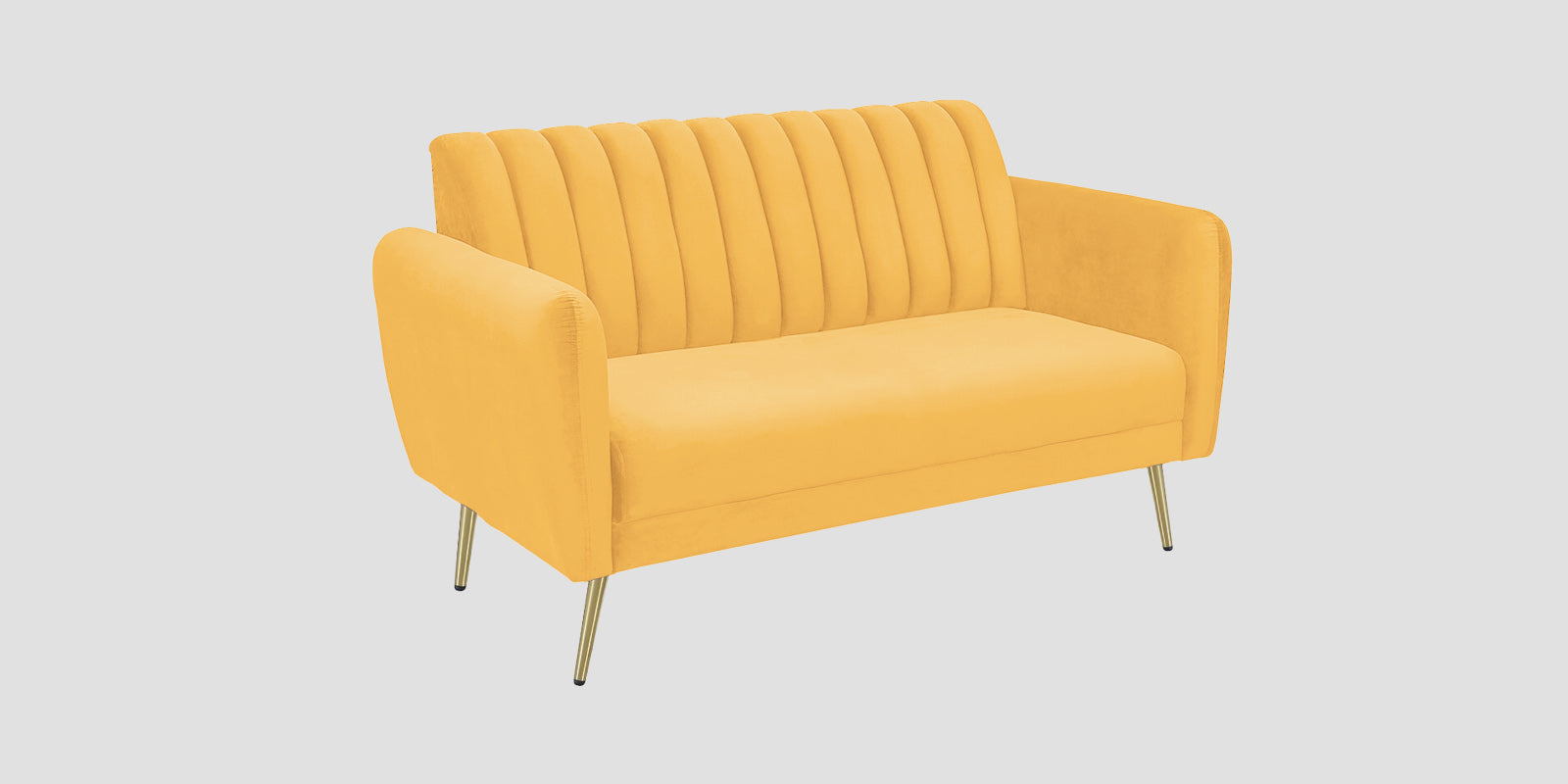 Fidel Velvet 2 Seater Sofa In Turmeric Yellow Colour - Febonic Living