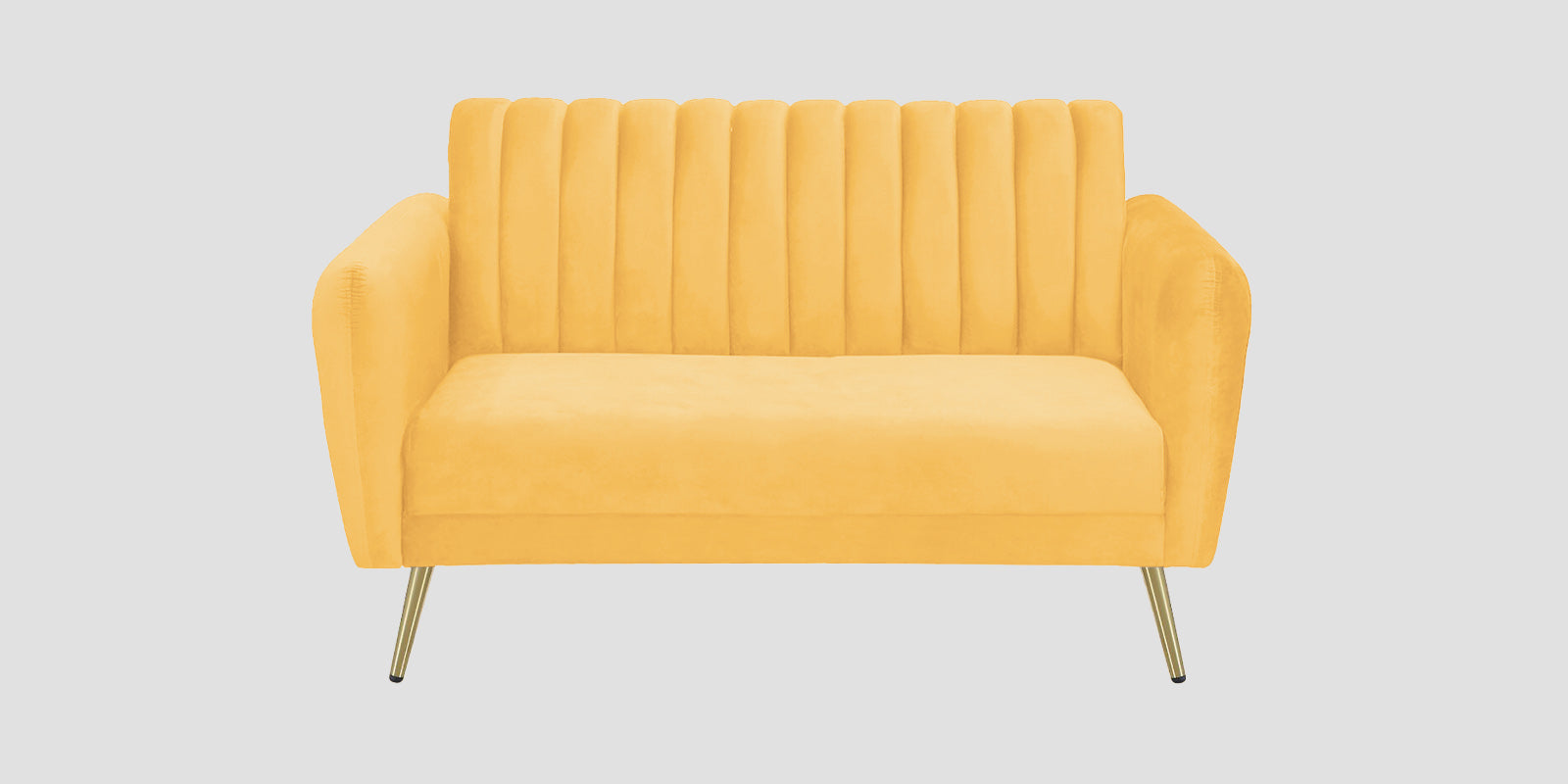 Fidel Velvet 2 Seater Sofa In Turmeric Yellow Colour - Febonic Living