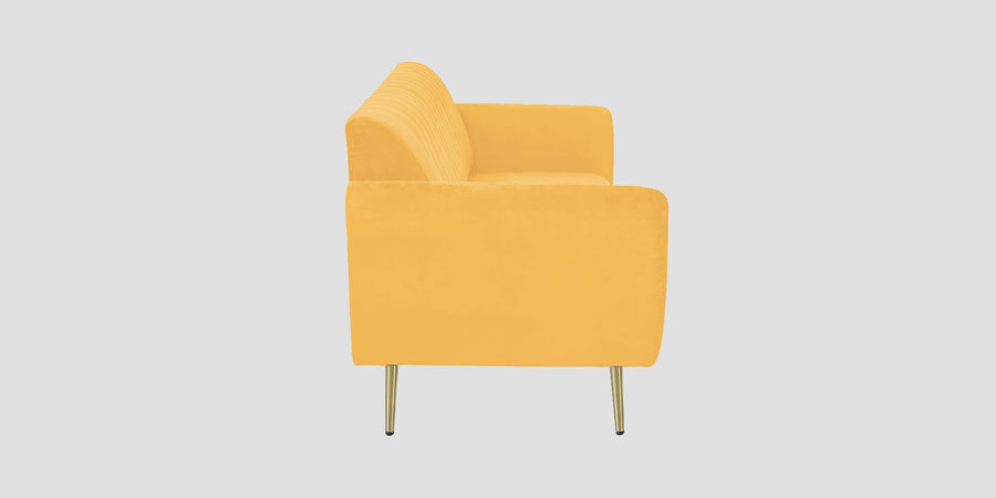 Fidel Velvet 2 Seater Sofa In Turmeric Yellow Colour - Febonic Living
