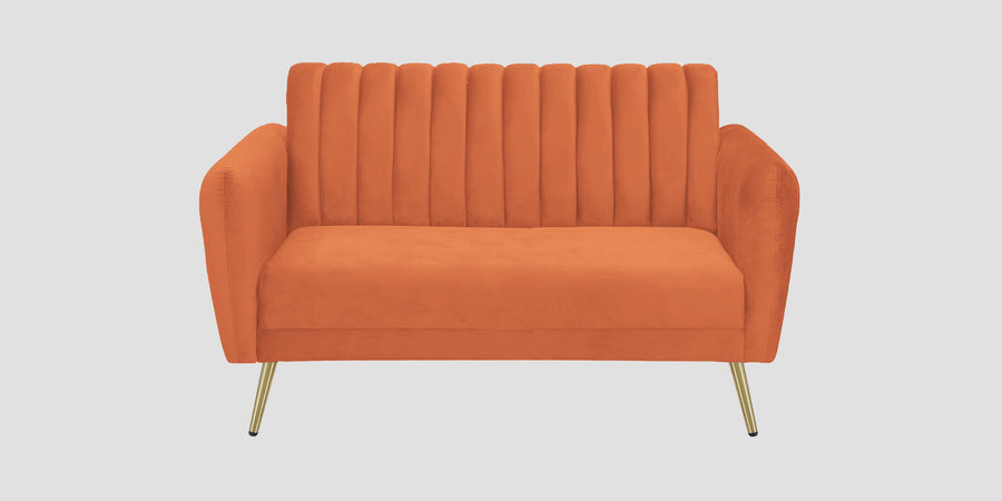Fidel Velvet 2 Seater Sofa In Yam Orange Colour - Febonic Living