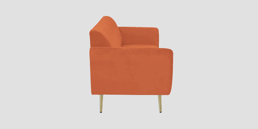 Fidel Velvet 2 Seater Sofa In Yam Orange Colour - Febonic Living