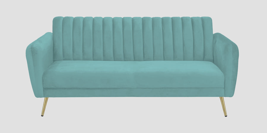 Fidel Velvet 3 Seater Sofa In Barmunda Aqua Colour - Febonic Living