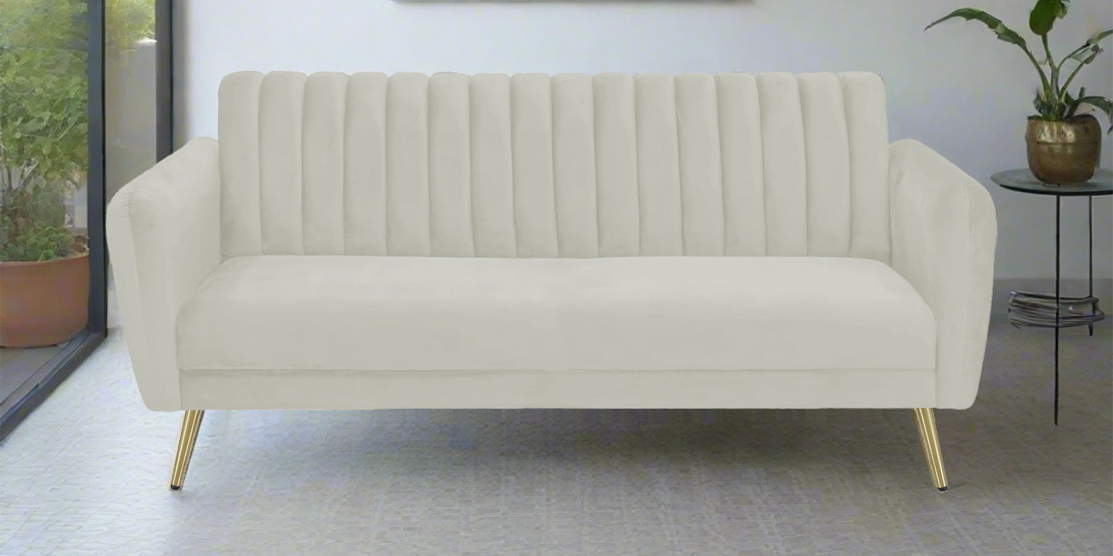 Fidel Velvet 3 Seater Sofa In Bone Grey Colour - Febonic Living