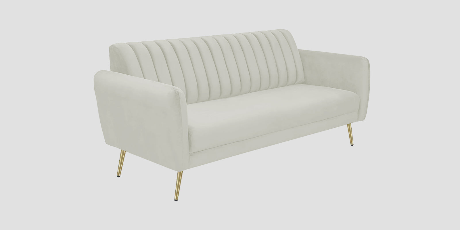 Fidel Velvet 3 Seater Sofa In Bone Grey Colour - Febonic Living