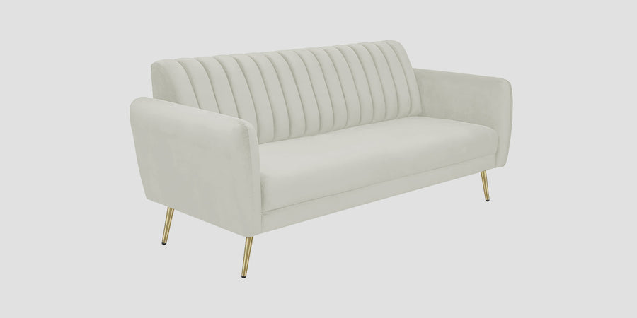 Fidel Velvet 3 Seater Sofa In Bone Grey Colour - Febonic Living