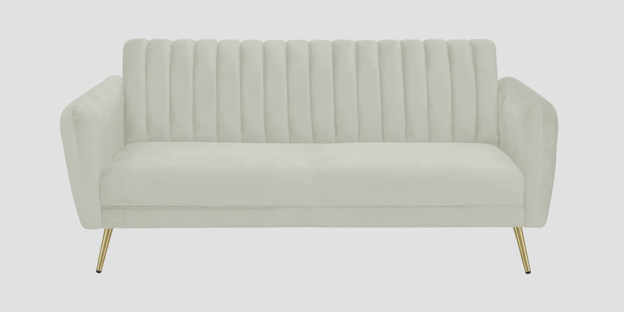 Fidel Velvet 3 Seater Sofa In Bone Grey Colour - Febonic Living