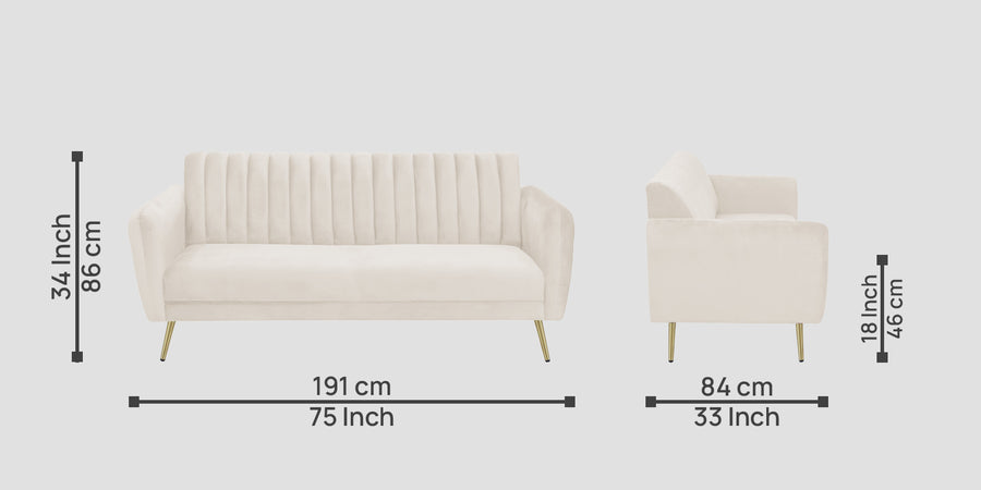 Fidel Velvet 3 Seater Sofa In Camel Beige Colour - Febonic Living