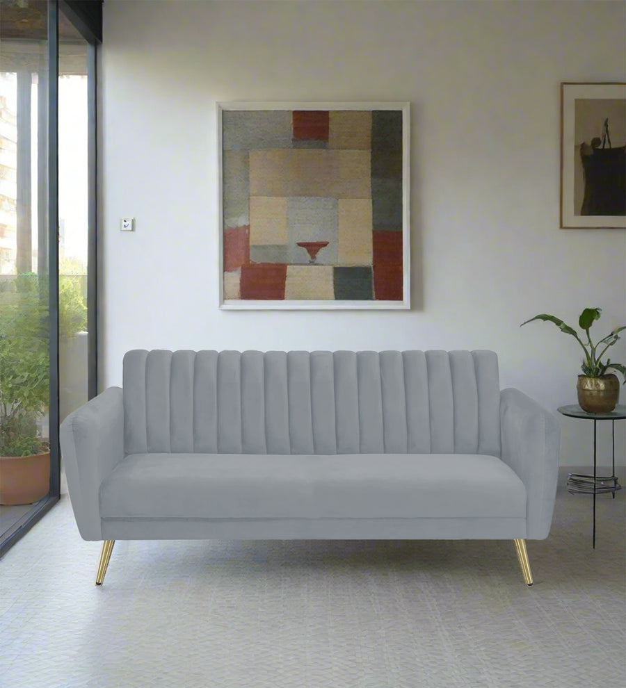 Fidel 3 Seater Velvet Sofa - Concrete Grey by Febonic Living