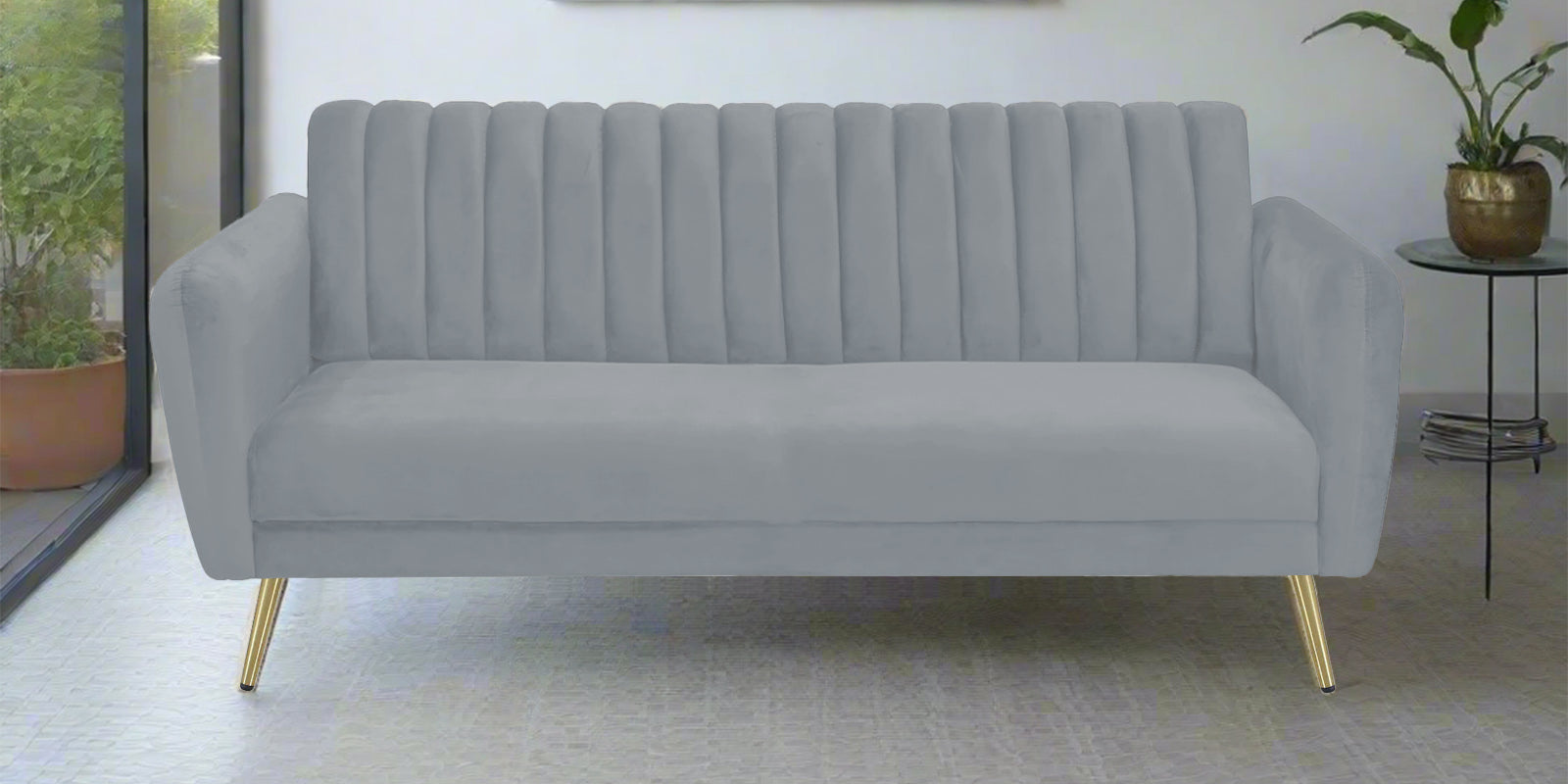 Fidel Velvet 3 Seater Sofa In Concrete Grey Colour - Febonic Living