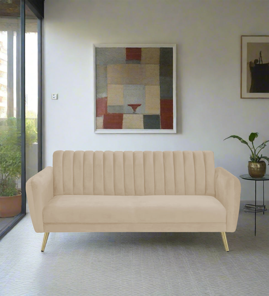 Fidel 3 Seater Velvet Sofa - Cream Beige by Febonic Living