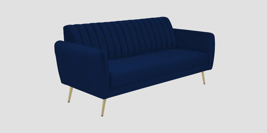 Fidel Velvet 3 Seater Sofa In Dark Blue Colour - Febonic Living