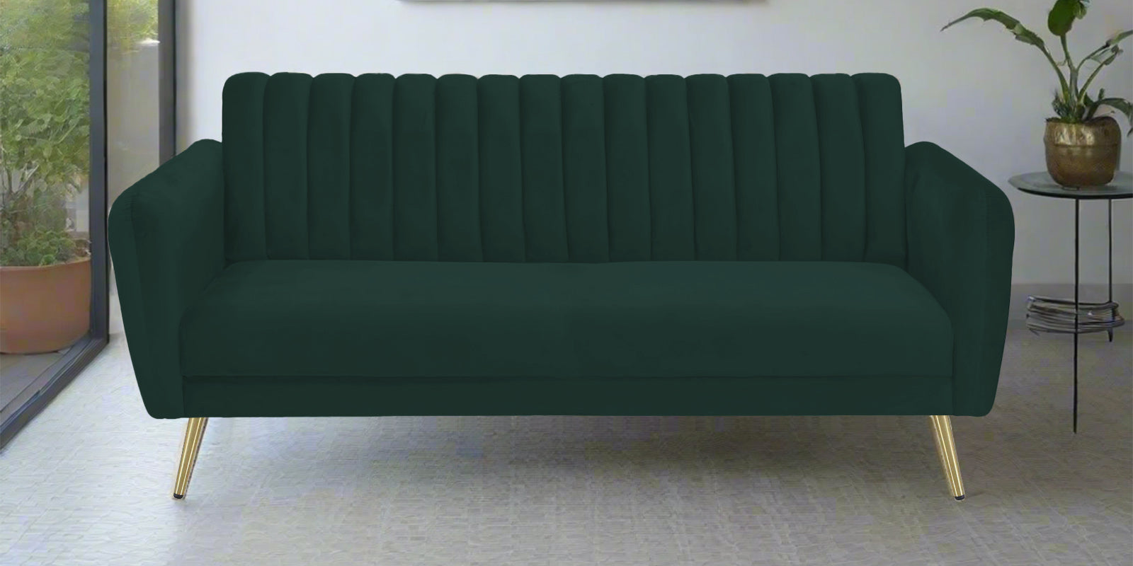Fidel Velvet 3 Seater Sofa In Forest Green Colour - Febonic Living