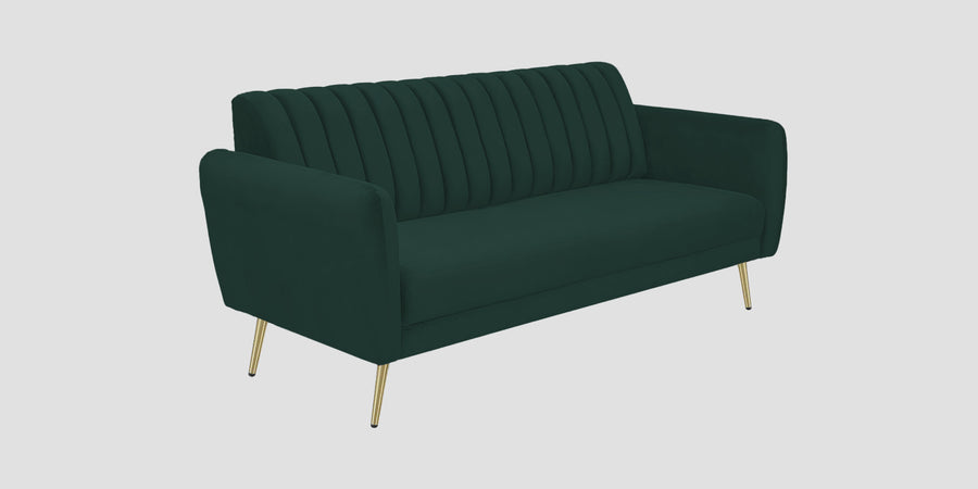 Fidel Velvet 3 Seater Sofa In Forest Green Colour - Febonic Living