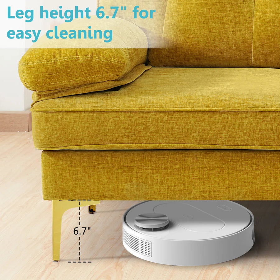 Faron Fabric Lhs Sectional Sofa 2 Lounger In Bold Yellow Colour - Febonic Living