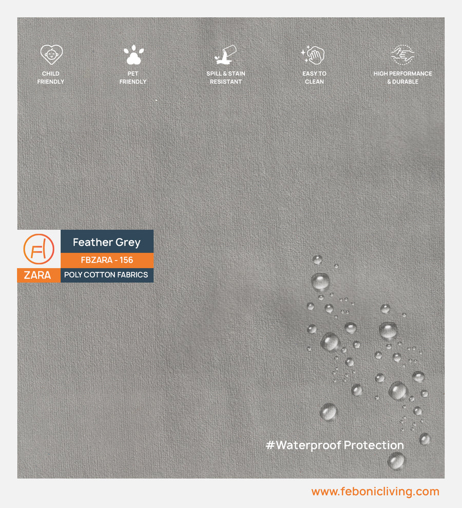Velvet Zara Water Proof Fabric Feather Grey 156 Code by Febonic Living