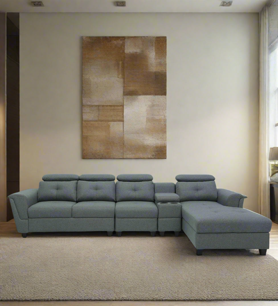Fedric Fabric Corner Sofa In Stone Grey Colour
