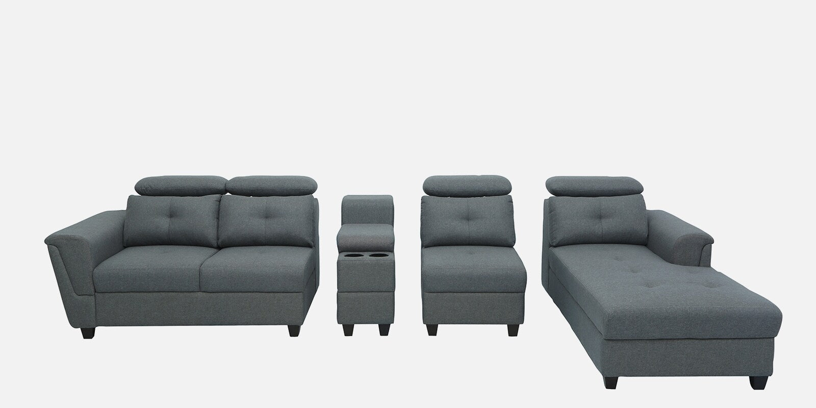 Fedric Fabric Corner Sofa In Stone Grey Colour