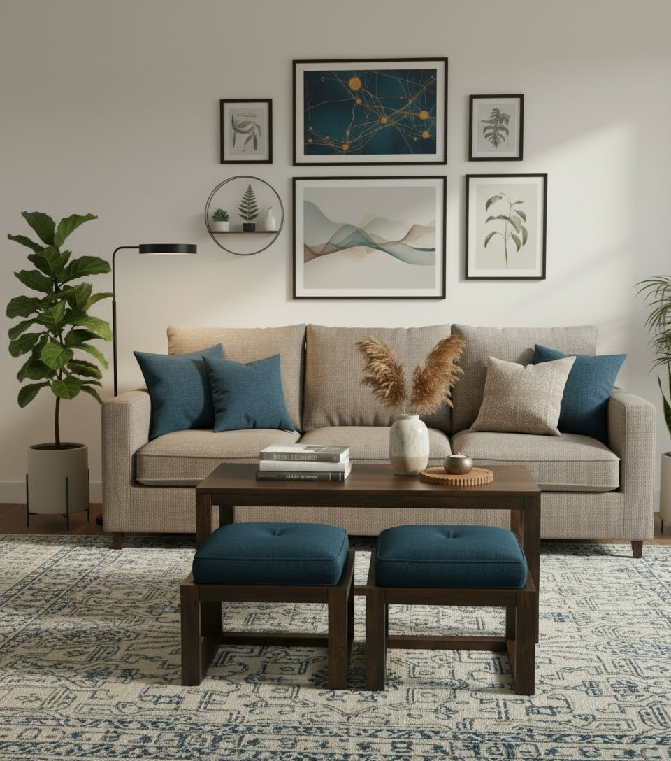 Fendi Rectangular Solid Wood Coffee Table In Mango Walnut Finish