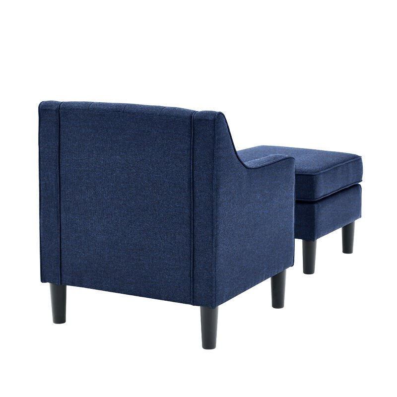 Lori Fabric Barrel Chair With Ottoman In Royal Blue Colour - Febonic Living
