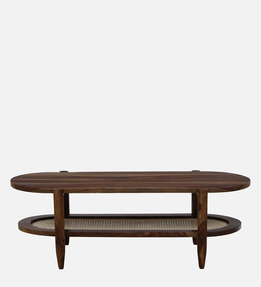 Humta Sheesham Wood Oval Coffee Table In Provincial Teak Finish - Febonic Living