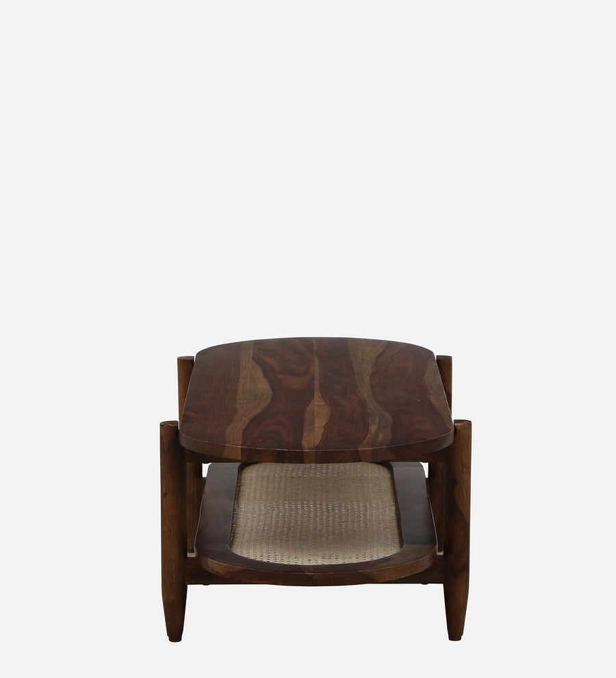 Humta Sheesham Wood Oval Coffee Table In Provincial Teak Finish - Febonic Living