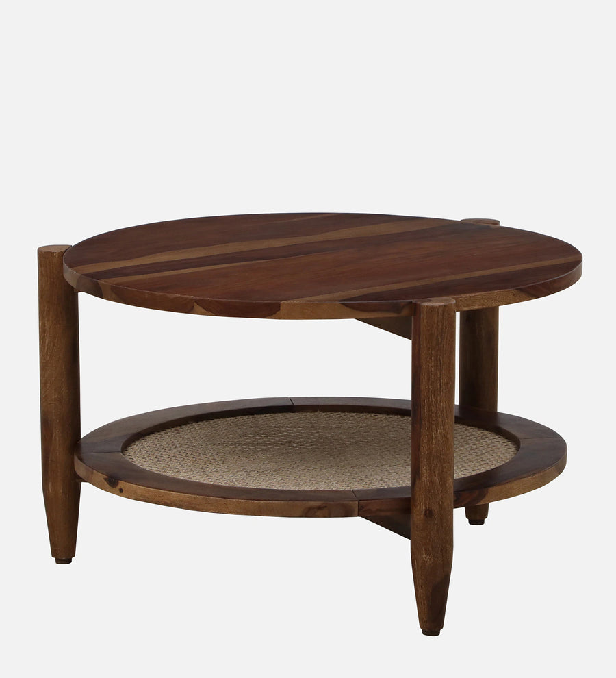 Humta Sheesham Wood  Round Coffee Table In Provincial Teak Finish - Febonic Living